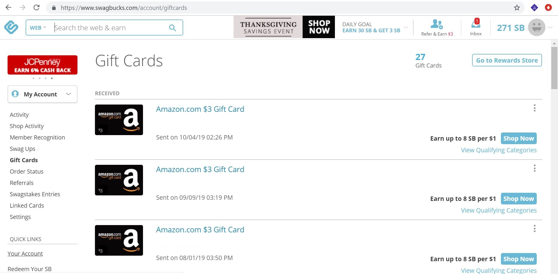 swagbucks gift cards