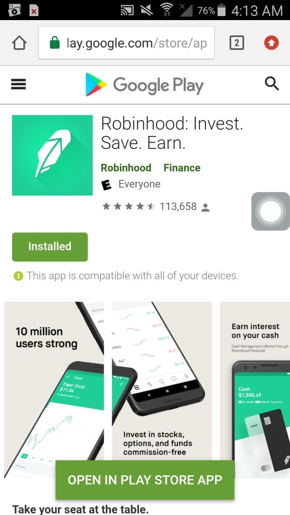 robinhood app installed