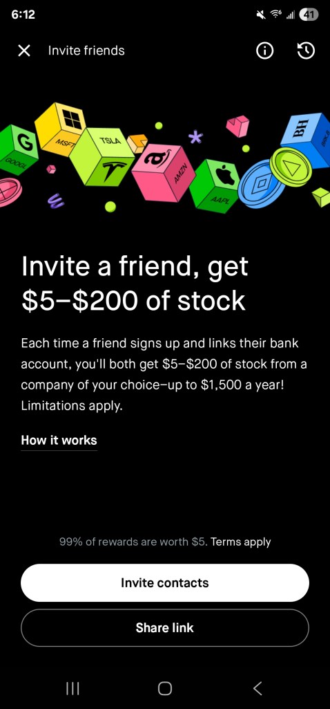 robinhood invite friends